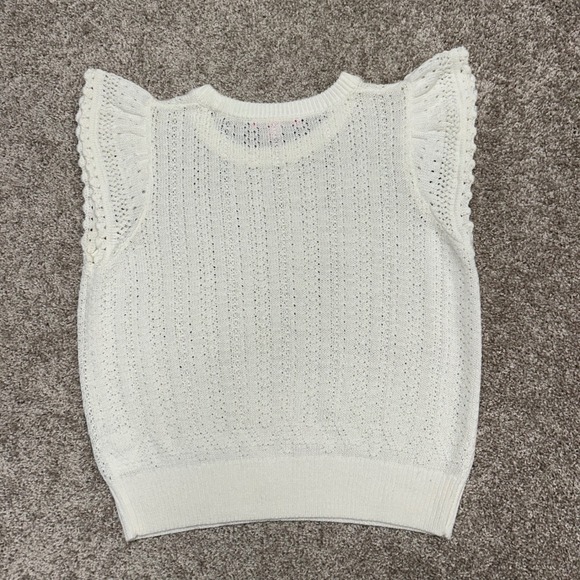 Lilly Pulitzer Joilette Sweater Open Knit Ruffle Sleeve Women Size Large White - Picture 7 of 7